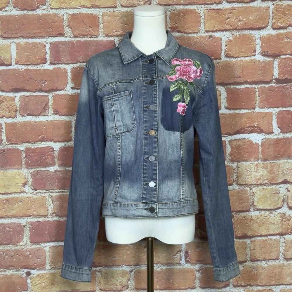 KUT from the Kloth Denim Floral Embroidered Jacket Women's Size XL Button Front